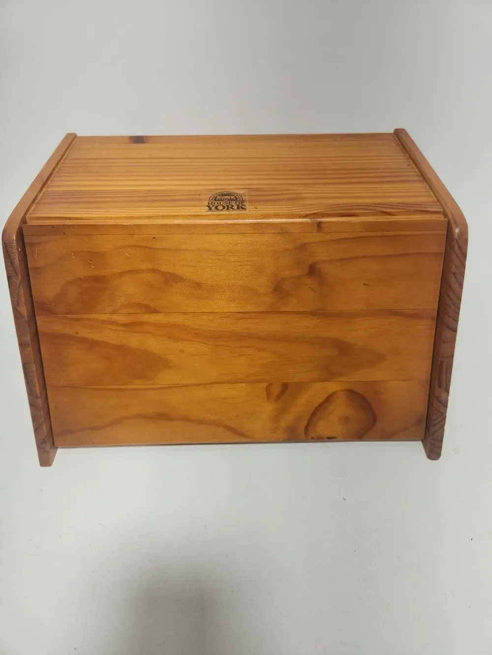 House of York Solid Wood Roll Top Bread Box Vintage Farmhouse Kitchen